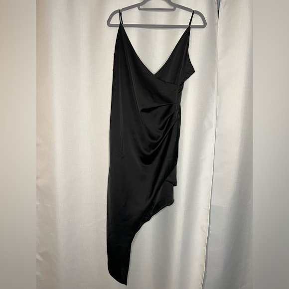 Cotton Candy LA Black Satin Asymmetrical Dress Large - Picture 9 of 9